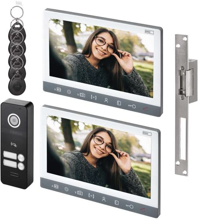 EMOS Sada videotelefonu EM-10AHD pro 2 účastníky s elektronickým zámkem otevřeno/zavřeno