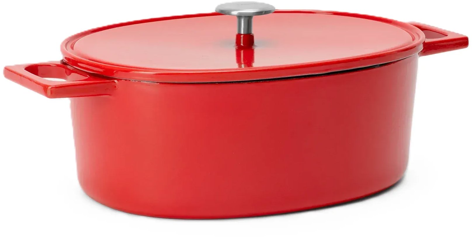 FABINI Oválný litinový pekáč Mattia 3.0 Standard, 33×25 cm, lesklý červený s poklicí