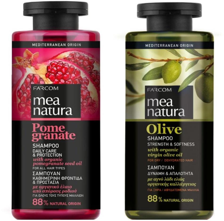 Farcom Mea Natura Šampon Gr. Jablko Každodenní Použití 300 ml + Olivový šampon Síla a Jemnost 300 ml