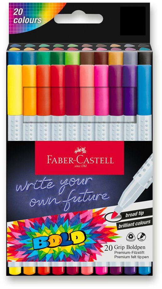 FABER-CASTELL Grip Boldpen, 20 barev