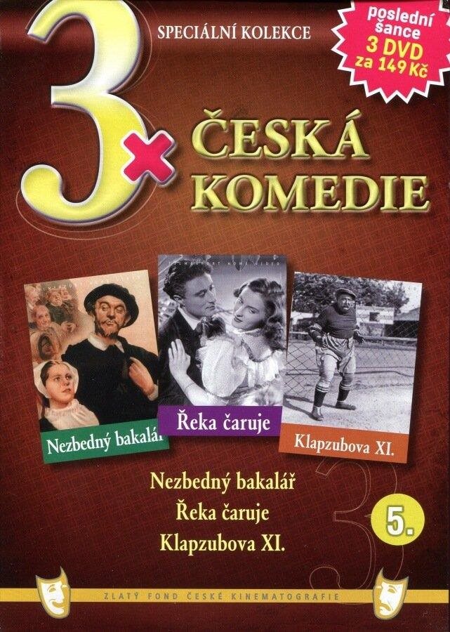3x Česká komedie 5: Nezbedný bakalář, Řeka čaruje, Klapzubova XI. /papírové pošetky/  - DVD