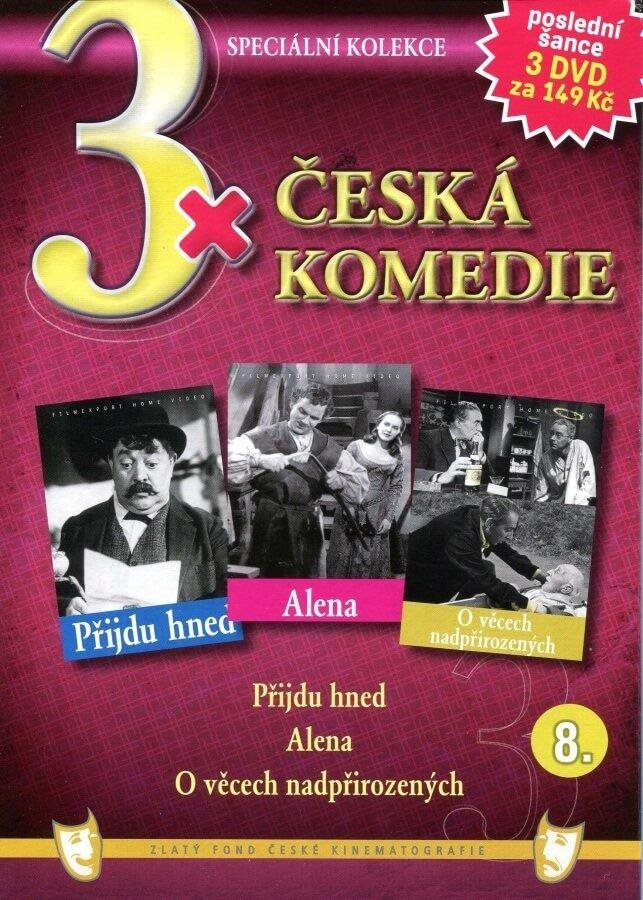 3x Česká komedie 8: Přijdu hned, Alena, O věcech nadpřirozených /papírové pošetky/  - DVD