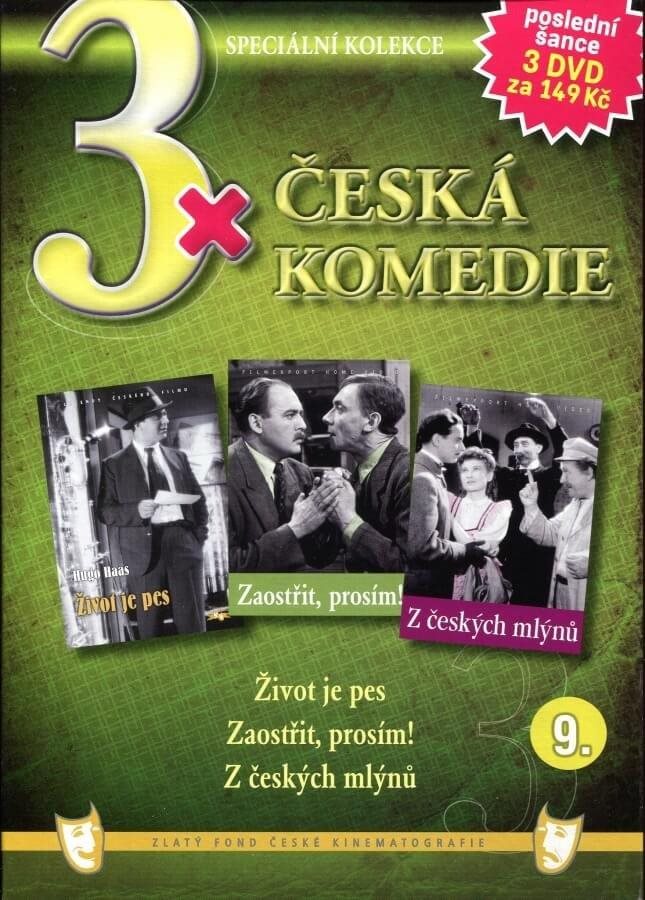 3x Česká komedie 9: Život je pes, Zaostřit prosím!, Z českých mlýnů /papírové pošetky/  - DVD