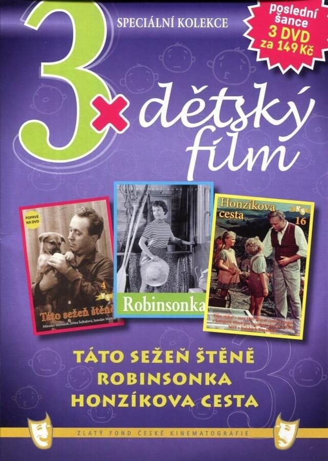 3x Dětský film - Táto sežeň štěně, Robinsonka, Honzíkova cesta /papírové pošetky/  - DVD