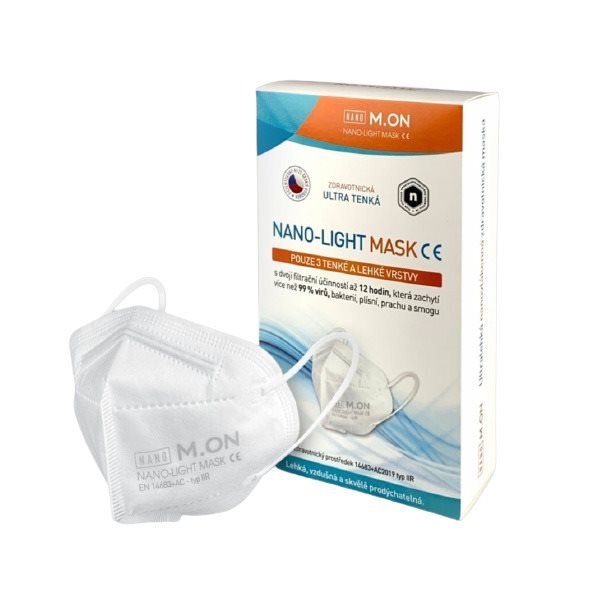 NANO M.ON - NANO LIGHT MASK, nano rouška ve tvaru respirátoru (10 ks) bílá