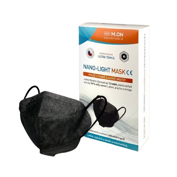 NANO M.ON - NANO LIGHT MASK, nano rouška ve tvaru respirátoru (10 ks) černá