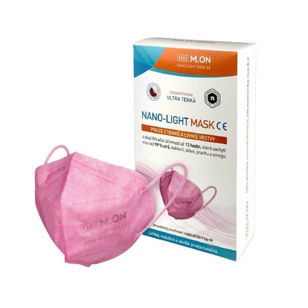 NANO M.ON - NANO LIGHT MASK, nano rouška ve tvaru respirátoru (10 ks) růžová
