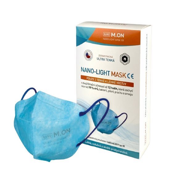 NANO M.ON - NANO LIGHT MASK, nano rouška ve tvaru respirátoru (10 ks) modrá