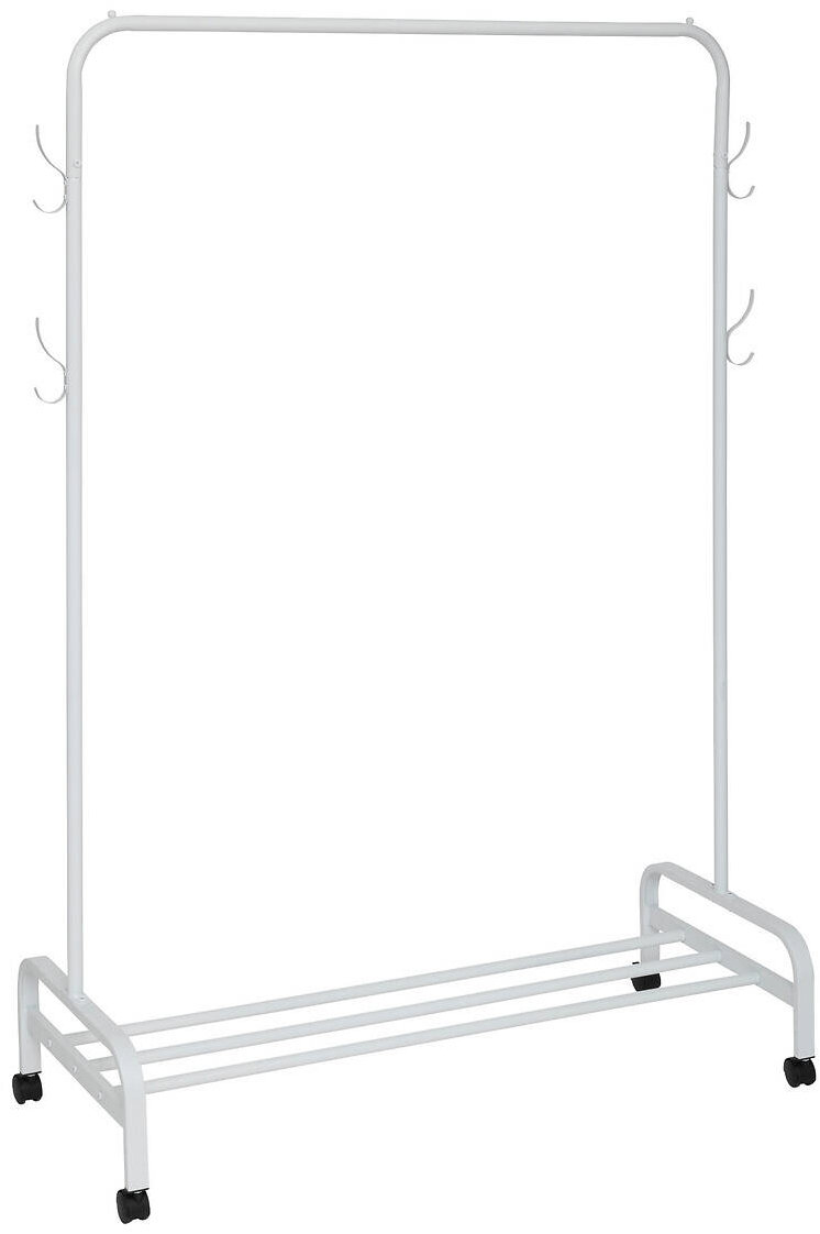 5five Simply Smart Stojanový bílý věšák na oblečení na kolečkách, 118 × 45,5 × 160 cm
