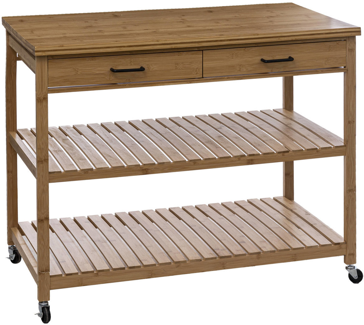 5five Simply Smart Kuchyňský regál na kolečkách bambus 108 × 60 × 90 cm