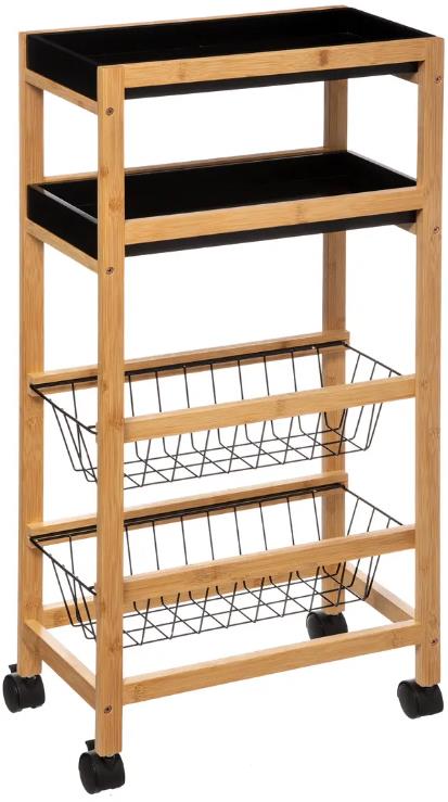 5five Simply Smart Kuchyňský vozík s vyjímatelnými košíky, bambusový, 83 cm