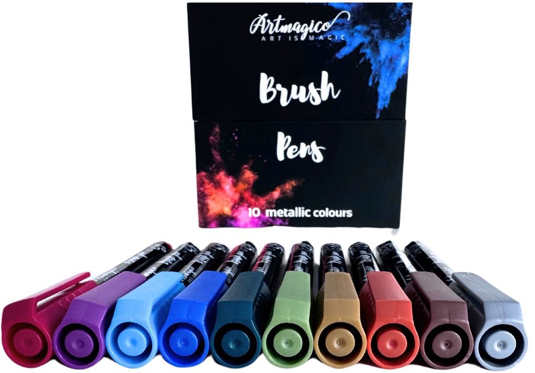 Artmagico Brush pens 10 ks, metalické odstíny