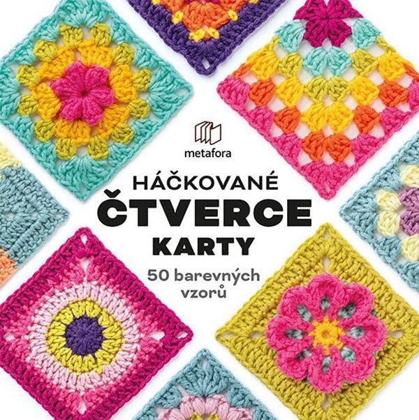 Háčkované čtverce Karty - 50 barevných vzorů