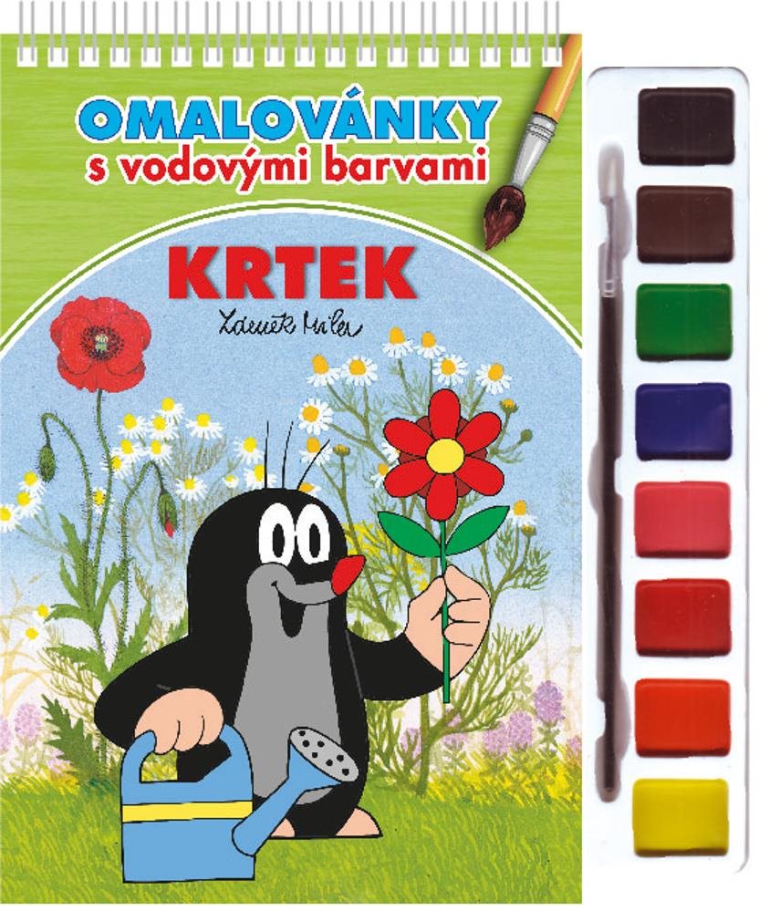 Krtek omalovánky s vodovými barvami a štětcem