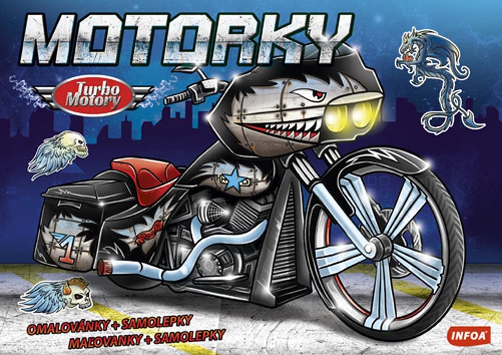 Motorky Turbo Motory: omalovánky + samolepky