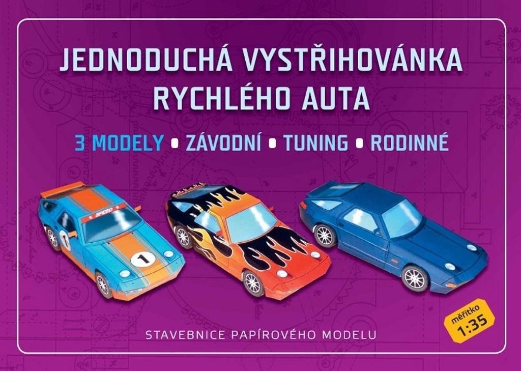 Jednoduchá vystřihovánka rychlého auta: Stavebnice papírového modelu