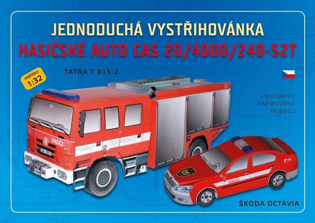 Hasičské auto, hračka, vystřihovánka