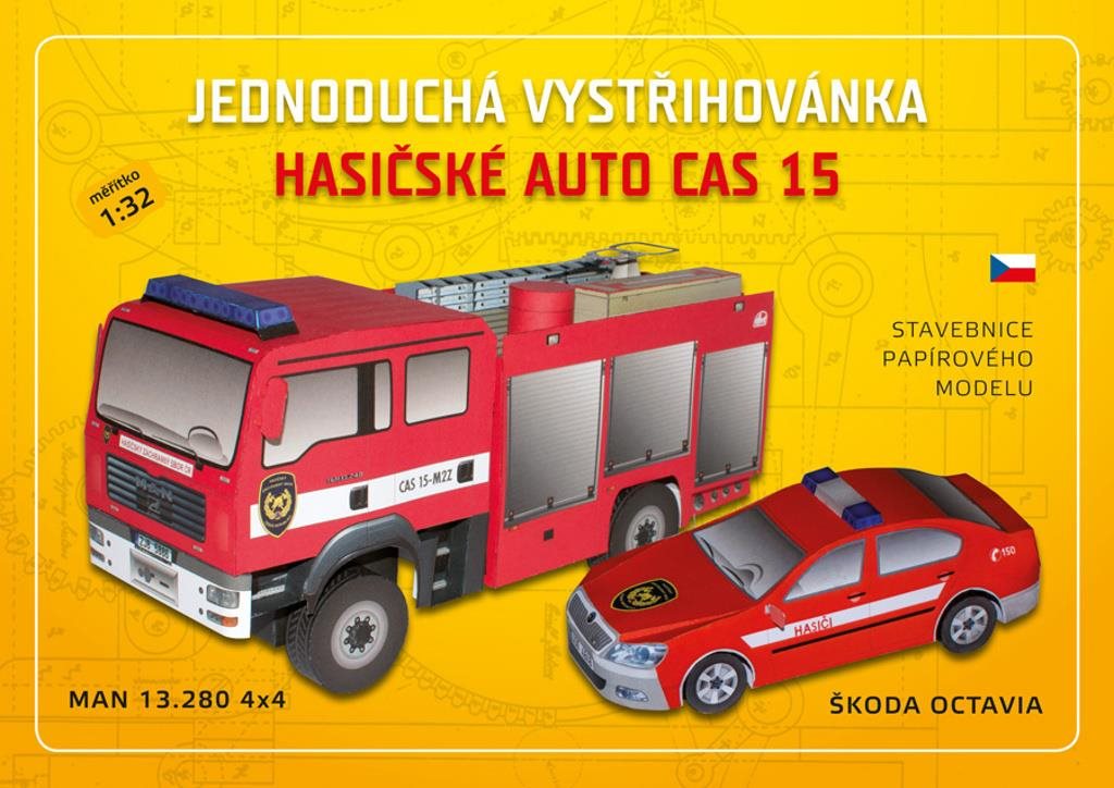 Jednoduchá vystřihovánka hasičské auto: CAS 15