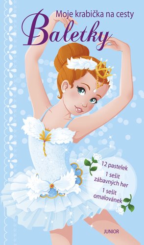 Baletky Moje krabička na cesty: 12 pastelek, 1 sešit zábavných her, 1 sešit omalovánek