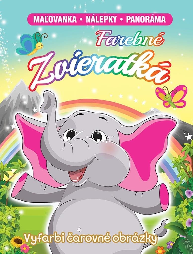 Farebné zvieratká: maľovanka - nálepky - panoráma