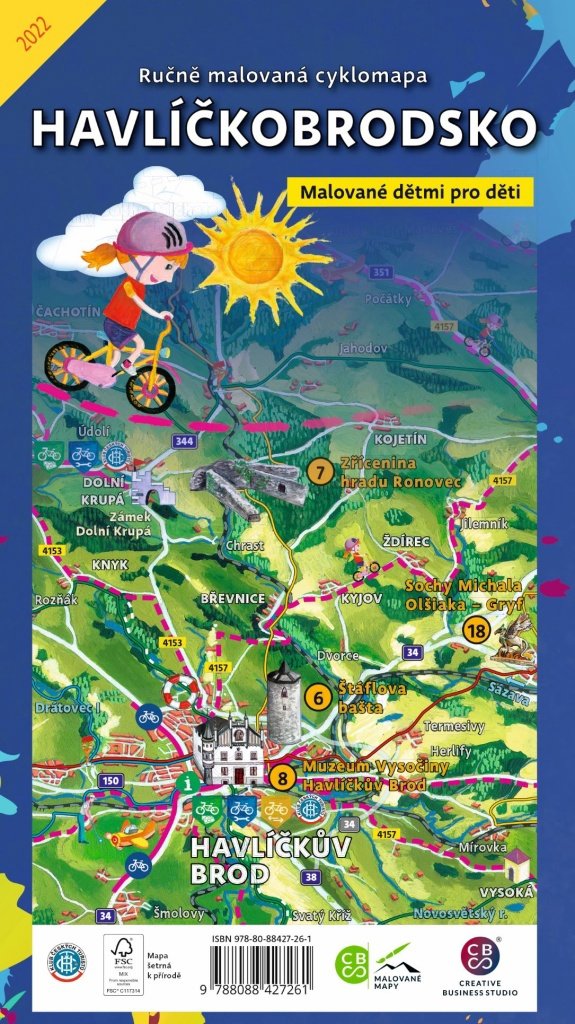 Ručně malovaná cyklomapa Havlíčkobrodsko: Malované dětmi pro děti