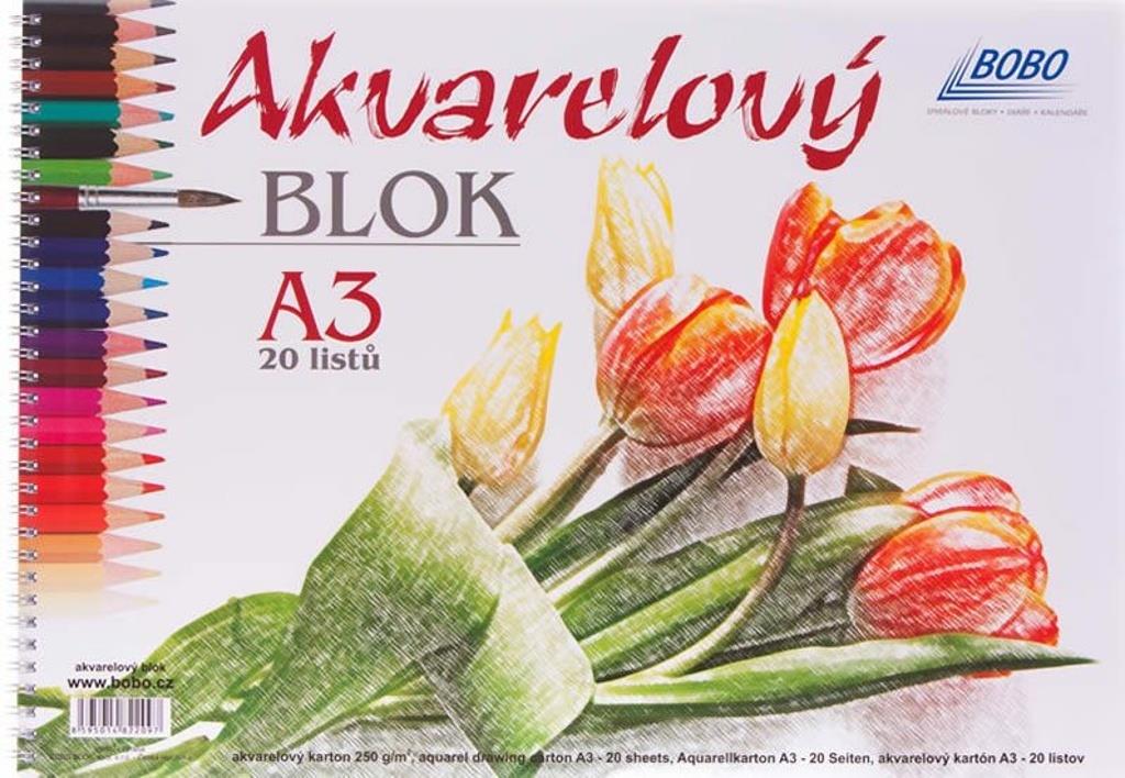 Akvarelový blok A3, čistý, 20 listů - kvalitní papírová základna pro kreativní malování.
