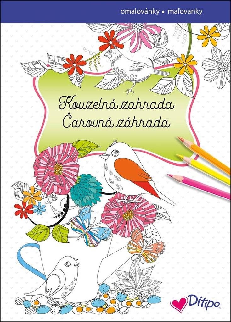 Omalovánka Kouzelná zahrada s barevnými ilustracemi pro děti