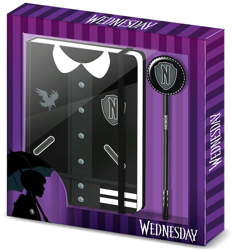Merch Set Wednesday Varsity - všelidový blok a zápisník