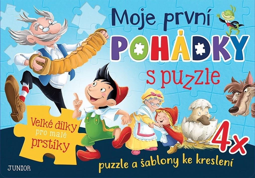 Moje první pohádky s puzzle: 4x puzzle a šablony ke kreslení, Velké dílky pro malé prstíky