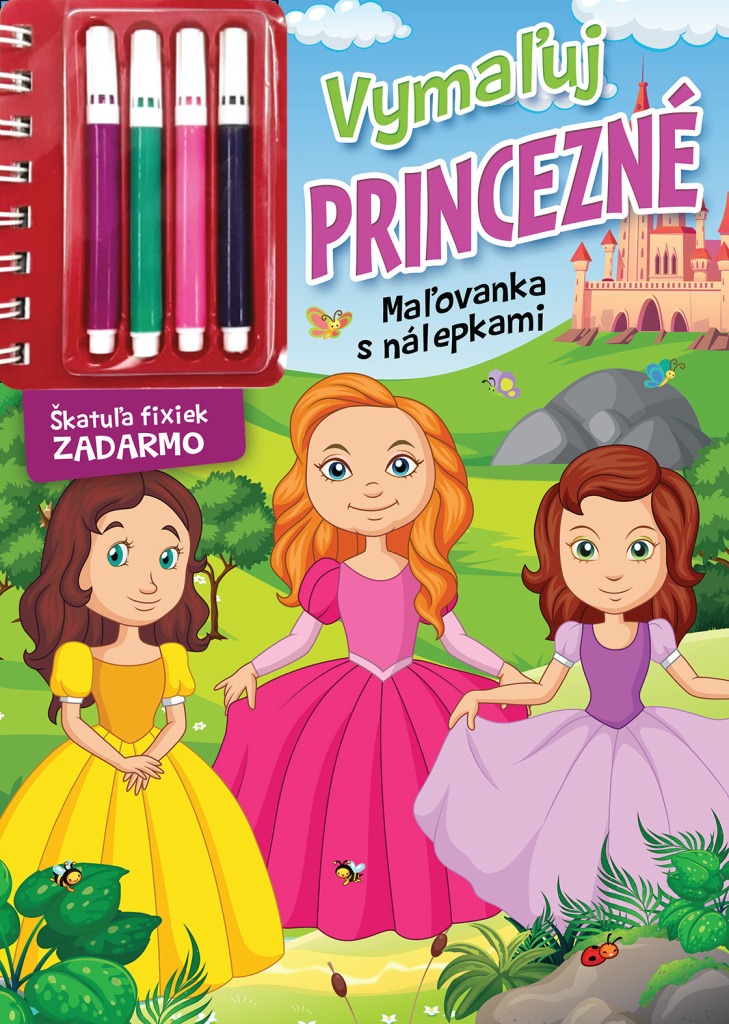 Vymaľuj princezné - 12 různých motivů princezen na samostatných stránkách
