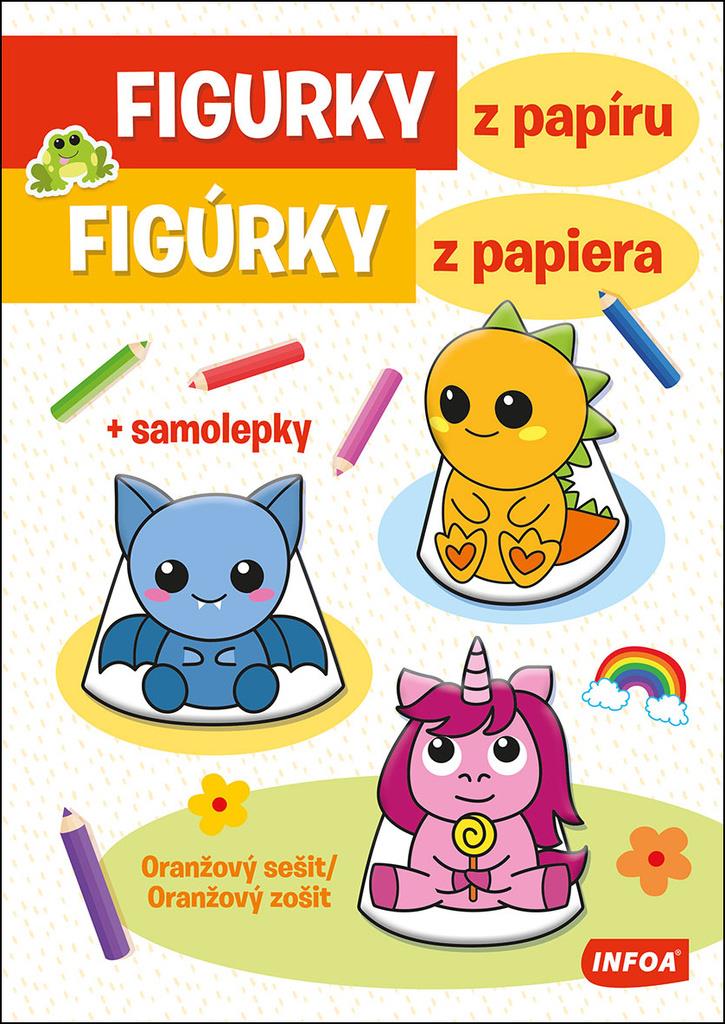 Figurky z papíru/Figúrky z papiera: Oranžový sešit/zošit + samolepky