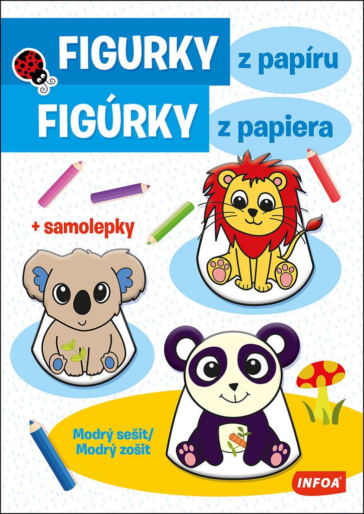 Figurky z papíru/Figúrky z papiera: Modrý sešit/zošit + samolepky