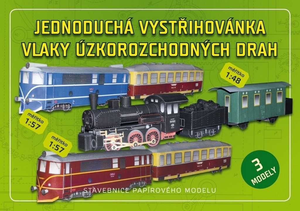 Jednoduchá vystřihovánka vlaky úzkorozchodné