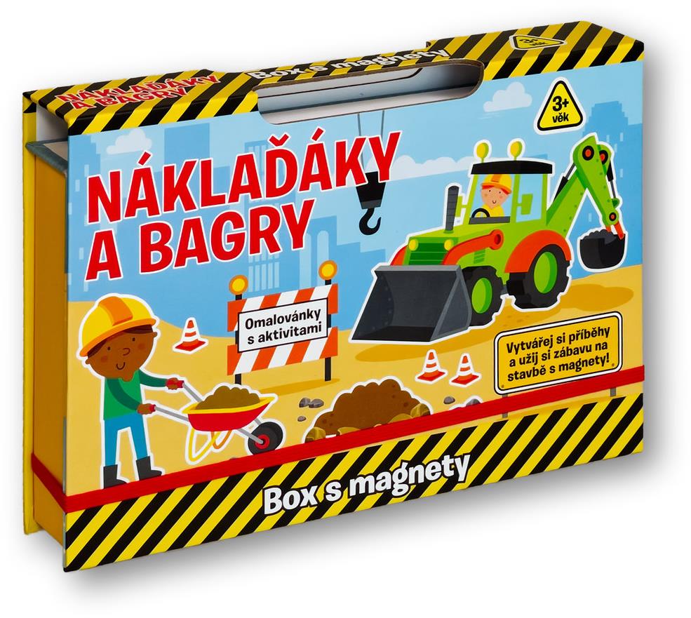 Náklaďáky a bagry: Omalovánky s aktivitami