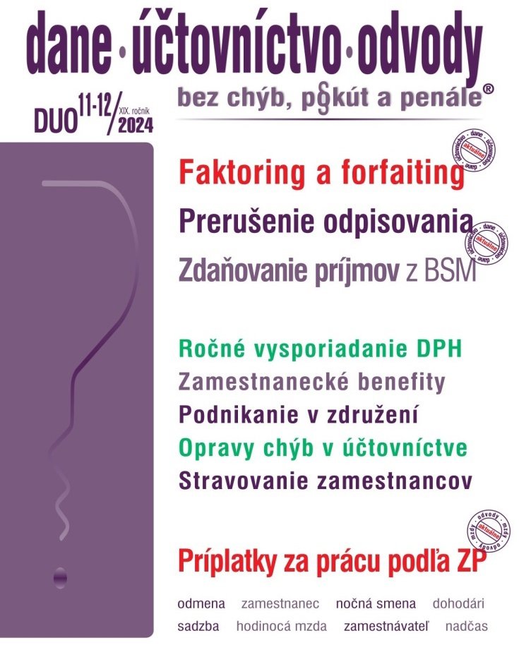 DUO 11-12/2024 – Dane, účtovníctvo, odvody bez chýb, pokút a penále