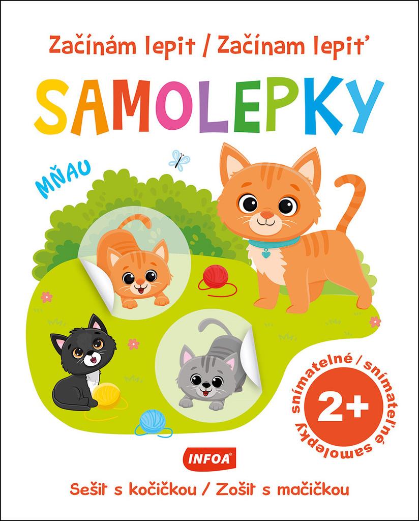 Začínám lepit/Začínam lepiť Samolepky Sešit s kočičkou/Zošit s mačičkou: snímatelné/snímateľné samol