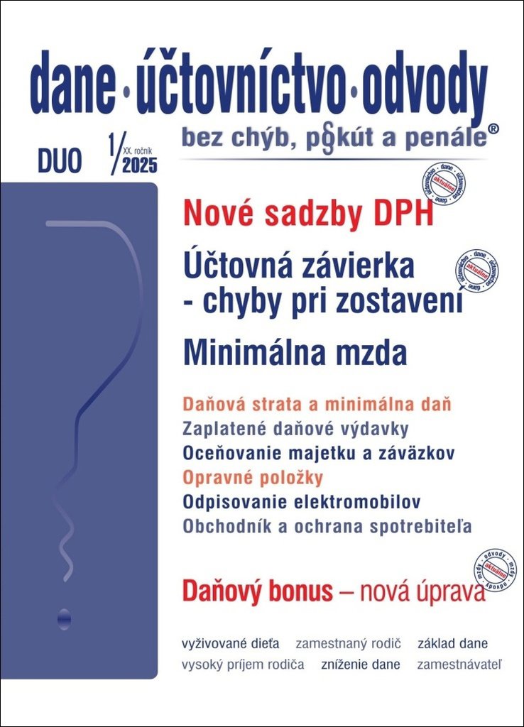 DUO 1/2025 – Nové sadzby DPH pre rok 2025