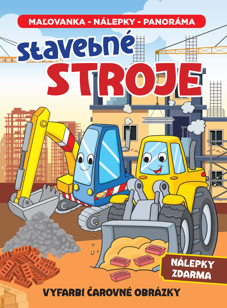 Stavebné stroje panoráma: Vyfarbi čarovné obrázky