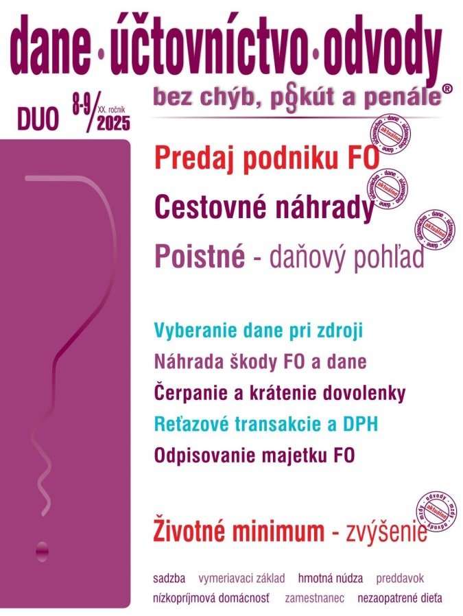 DUO 8-9/2025 – Dane, účtovníctvo, odvody bez chýb, pokút a penále