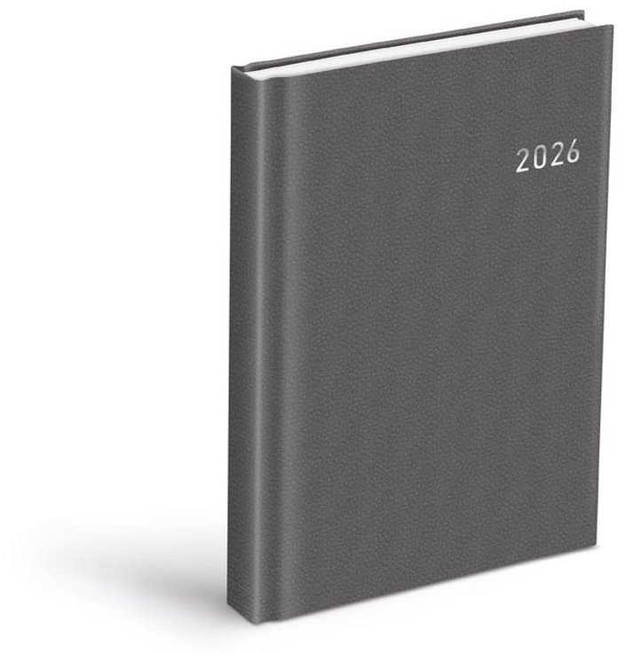 MFP Diář 2026 D801 PVC dark gray - kvalitní PVC tkanina, temná šedá barva, 12 měsíců kalendáře