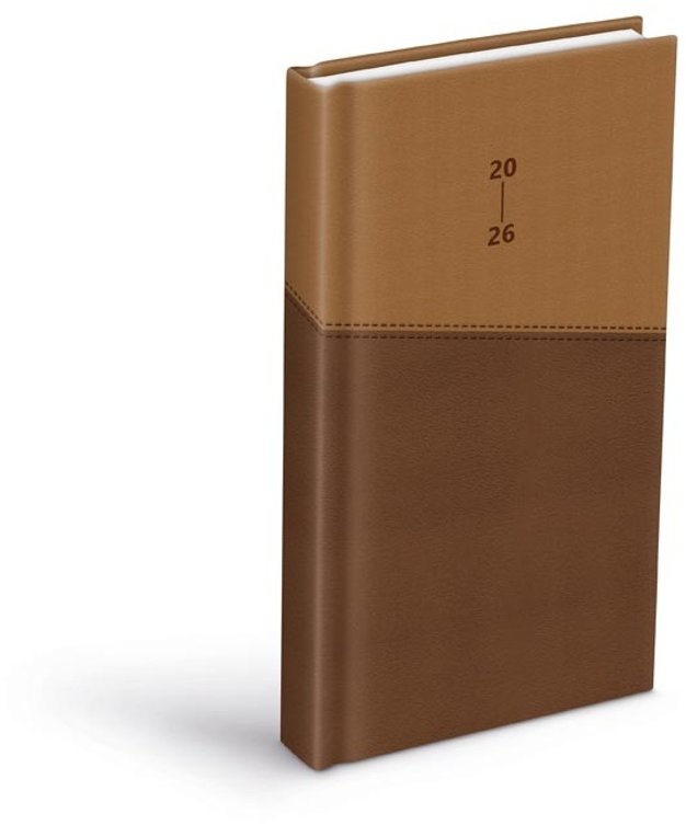 Diář MFP Diář 2026 D802 PU dark brown/beige 90 × 170 mm