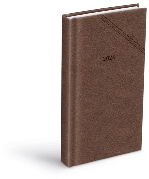 Diář MFP Diář 2026 D802 PU dark brown 90 × 170 mm