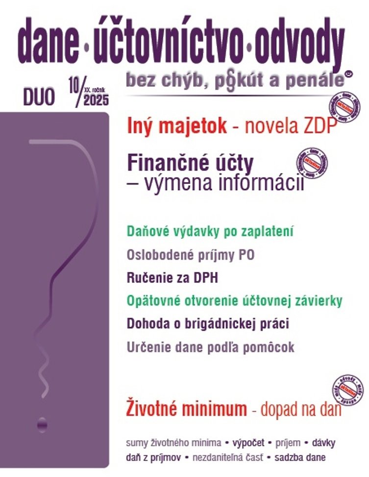 DUO 10/2025 – Dane, účtovníctvo, odvody bez chýb, pokút a penále