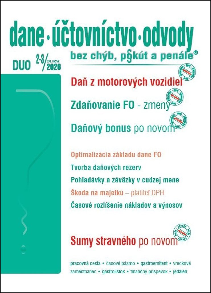 DUO Dane, účtovníctvo, odvody bez chýb, pokút a penále: Daň z motorových vozidiel, Daňový bonus na v