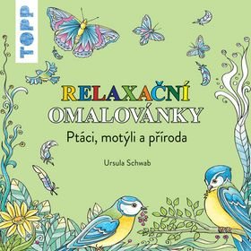 Obal relaxačních omalovánek TOPP s motivy ptáků a motýlů