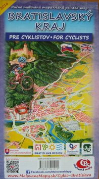 Bratislavský kraj: Ručne maľovaná mapa pre cyklistov Hand painted map for cyclists
