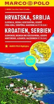Chorvatsko, Srbsko, Slovinsko, Bosna 1:800 000: Hrvatska Srbija Kroatien Serbien