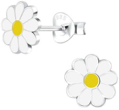 Flor de Cristal Dětské stříbrné náušnice, kopretina (Ag925/1000, 1 g)