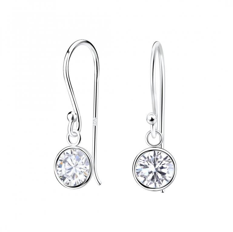 Flor de Cristal Stříbrné náušnice s kulatými zirkony o průměru 6 mm, bílé (Ag925/1000, 1 g)