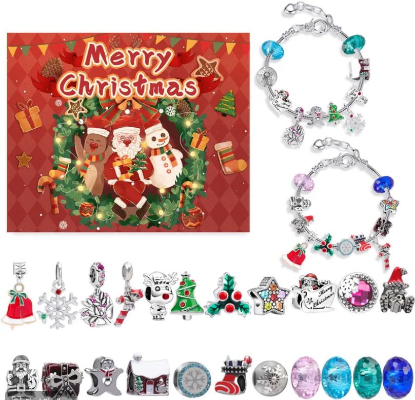 Flor de Cristal Adventní kalendář 2 Náramky + 22 přívěsků, červený
